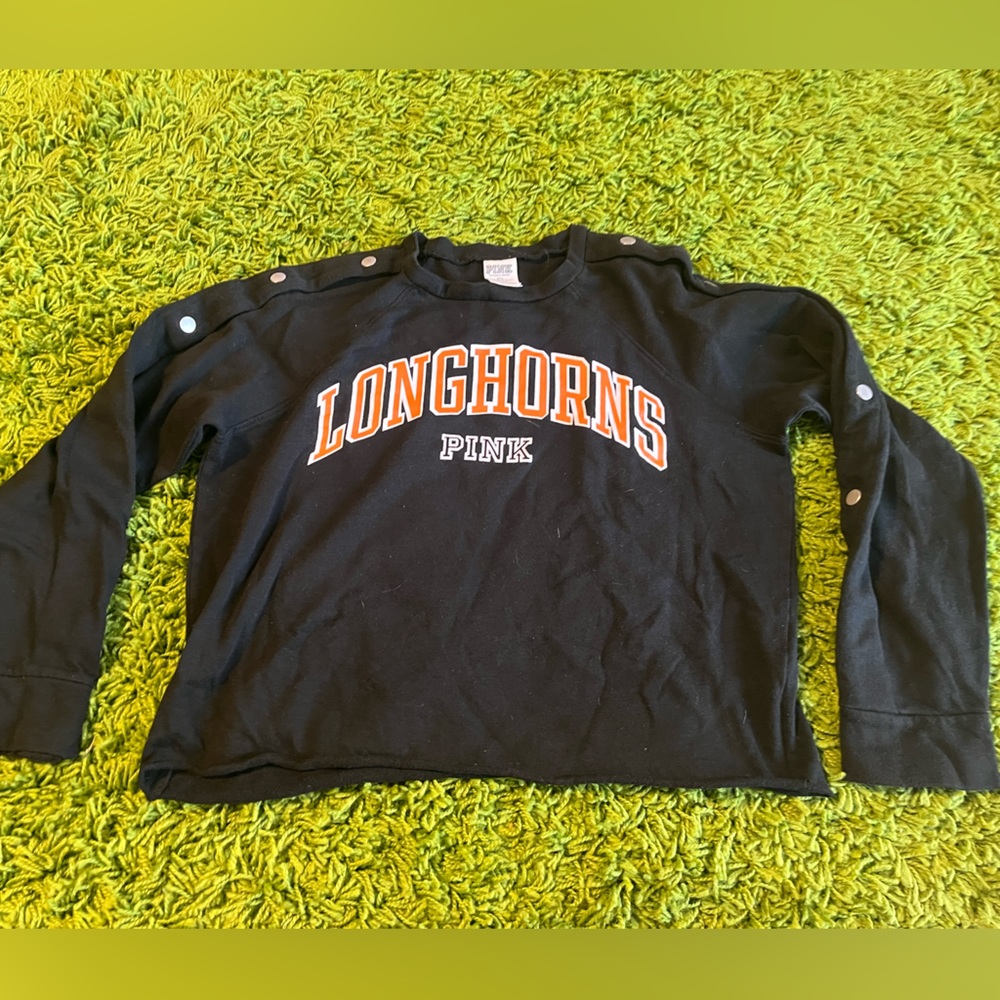 Victoria’s Secret PINK black Texas Longhorns sweatshirt long sleeve shirt small